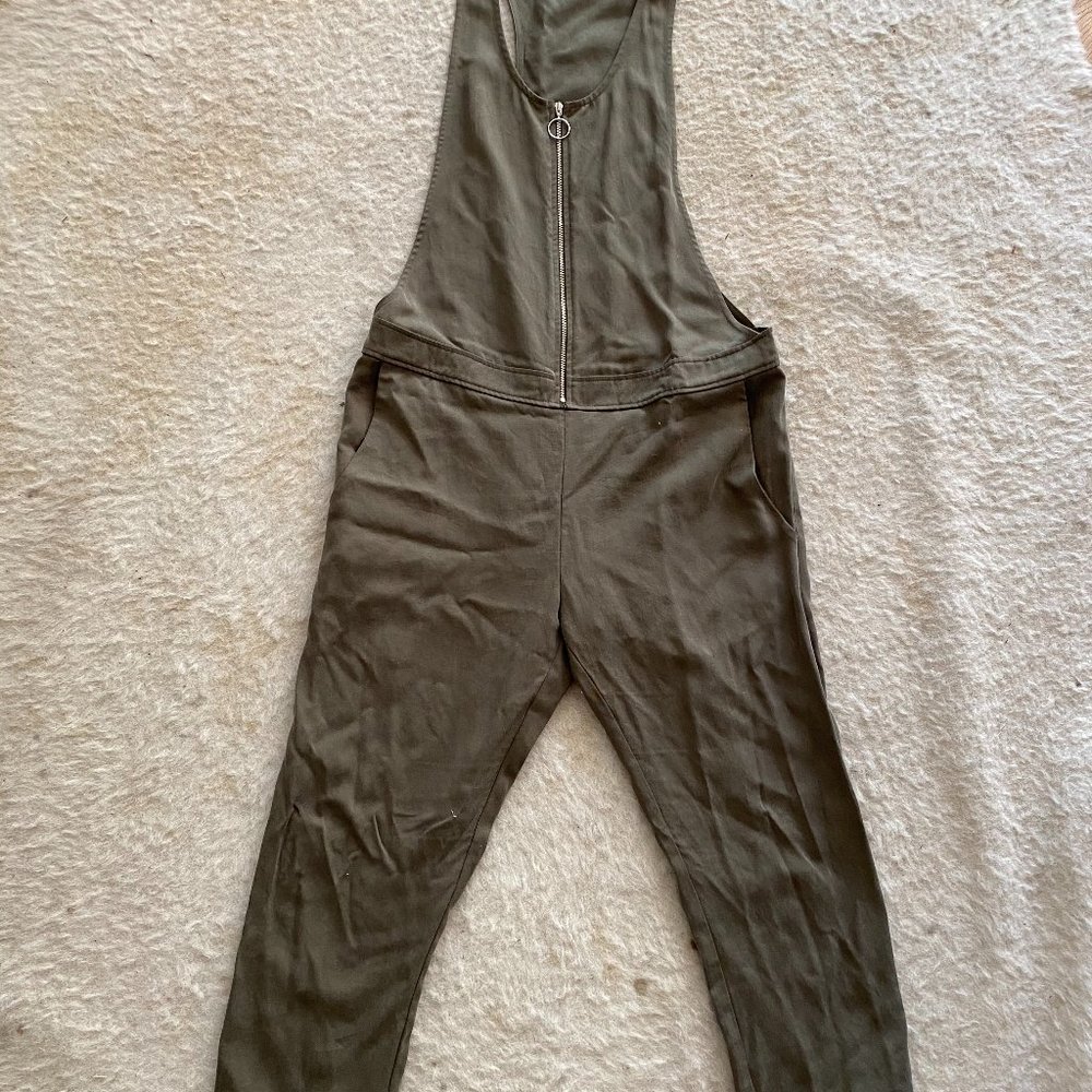 Boutique Olive Green Jumpsuit with Half Zip